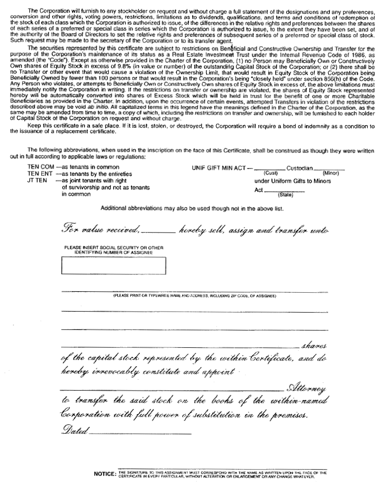(STOCK CERTIFICATE)